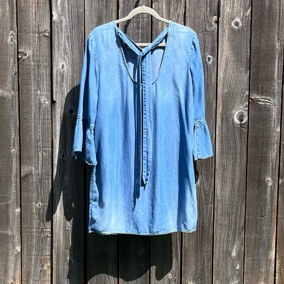 Cloth & Stone blue tencel sheath dress size LP - Picture 11 of 17